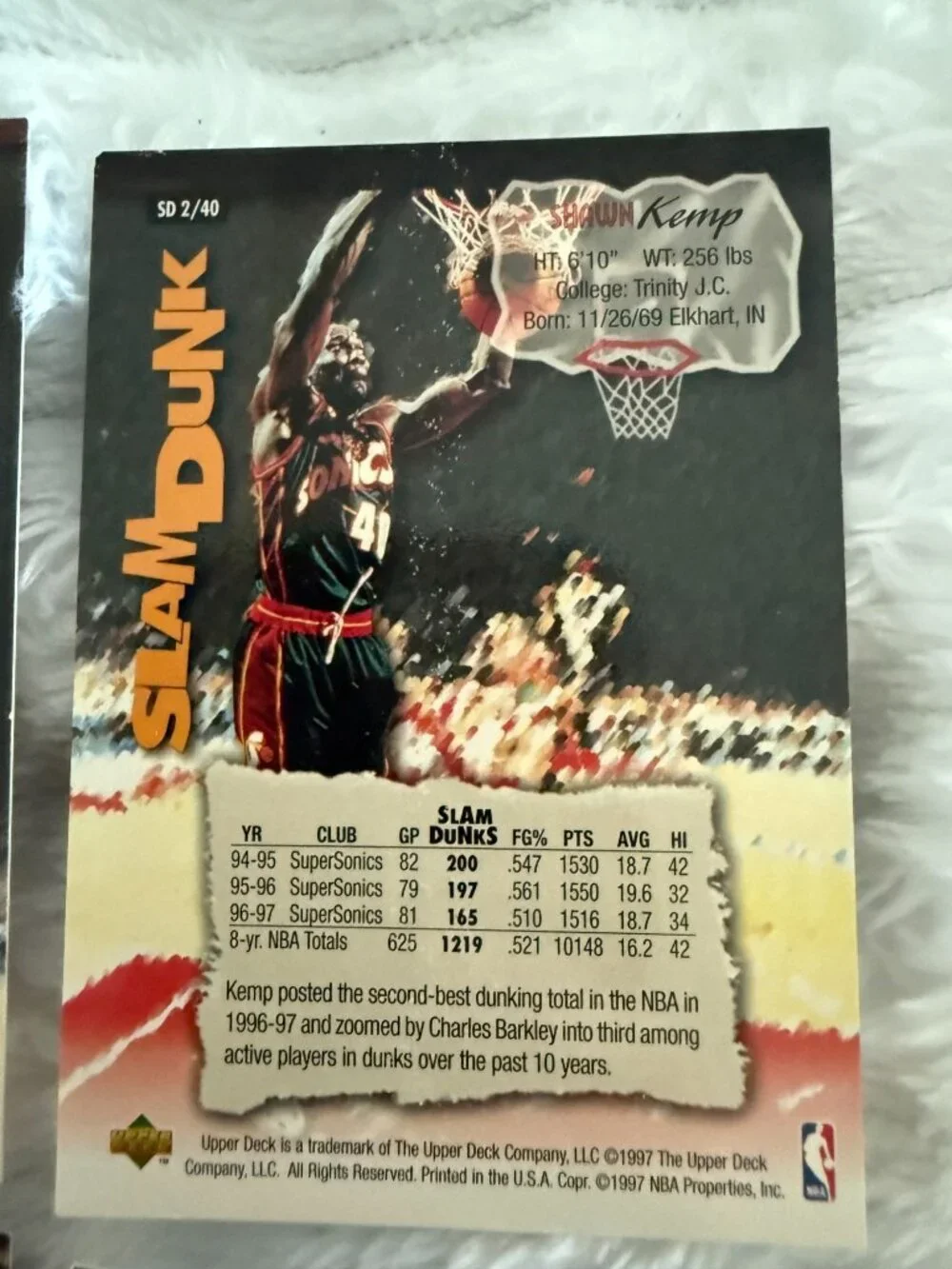 1997 Upper Deck Nestle Slam Dunk Basketball Card Bundle - Kemp, Rice, McDyess, T